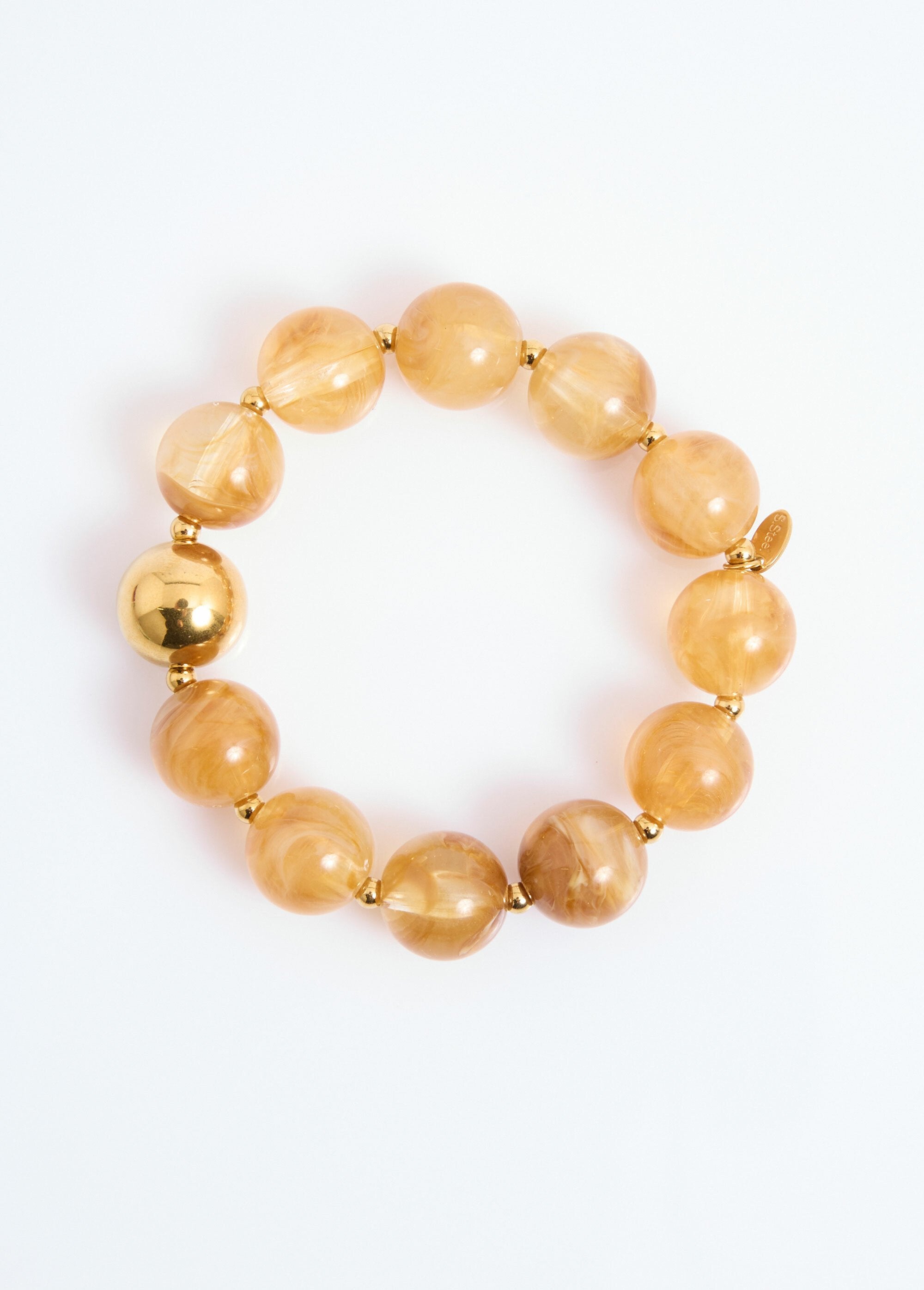 Bracelet_perles_rondes_résine_et_métal_Camel_DE1_slim