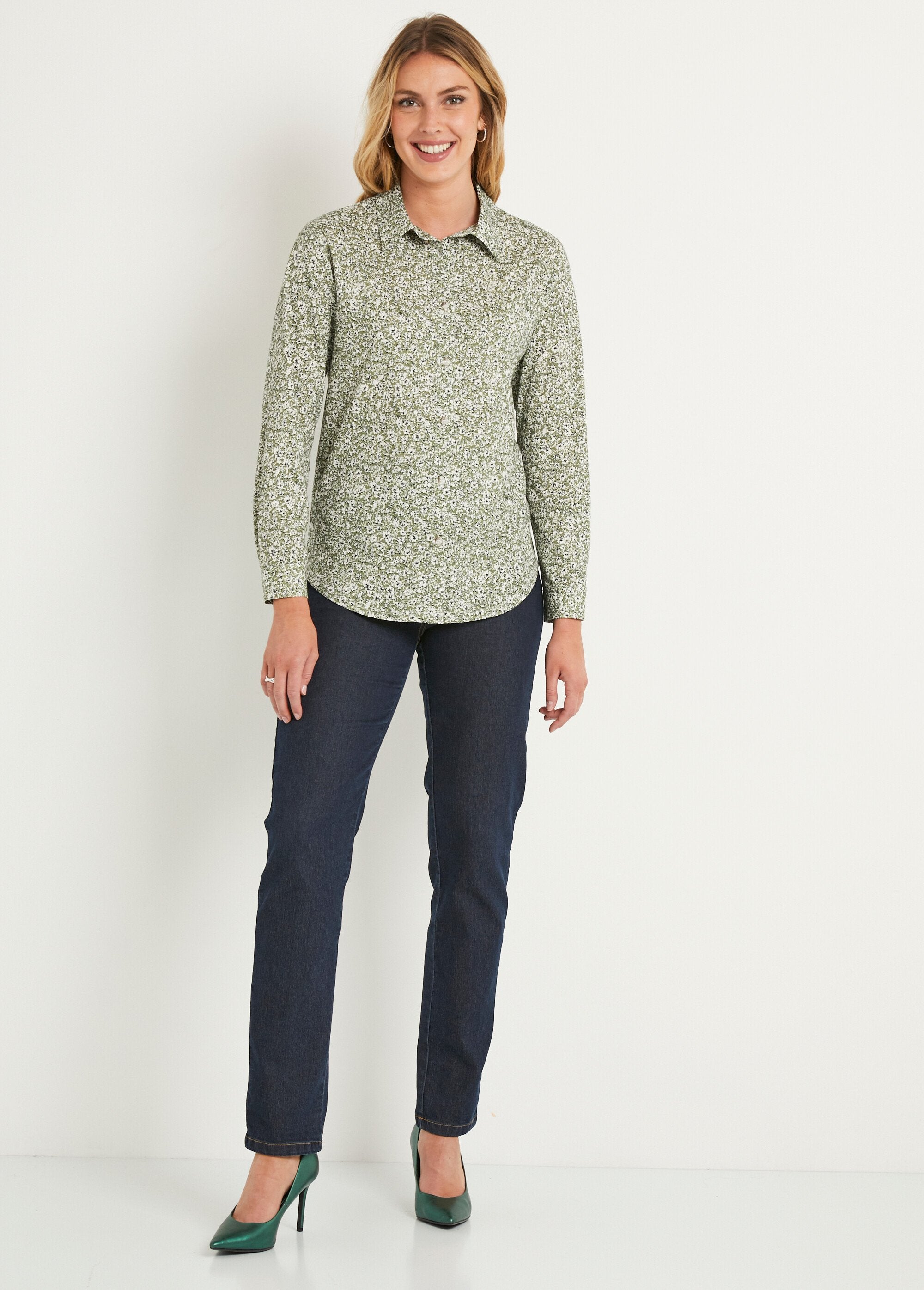 Blusa_recta_de_algodón_con_botones_Verde_SF1_slim