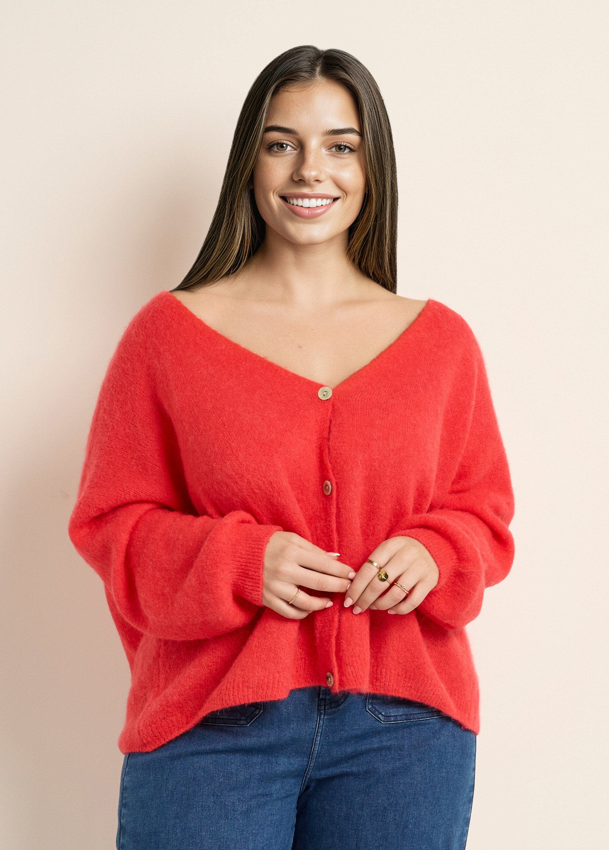 Cárdigan_de_punto_de_alpaca,_cuello_en_V_Coral_FA1_curvy