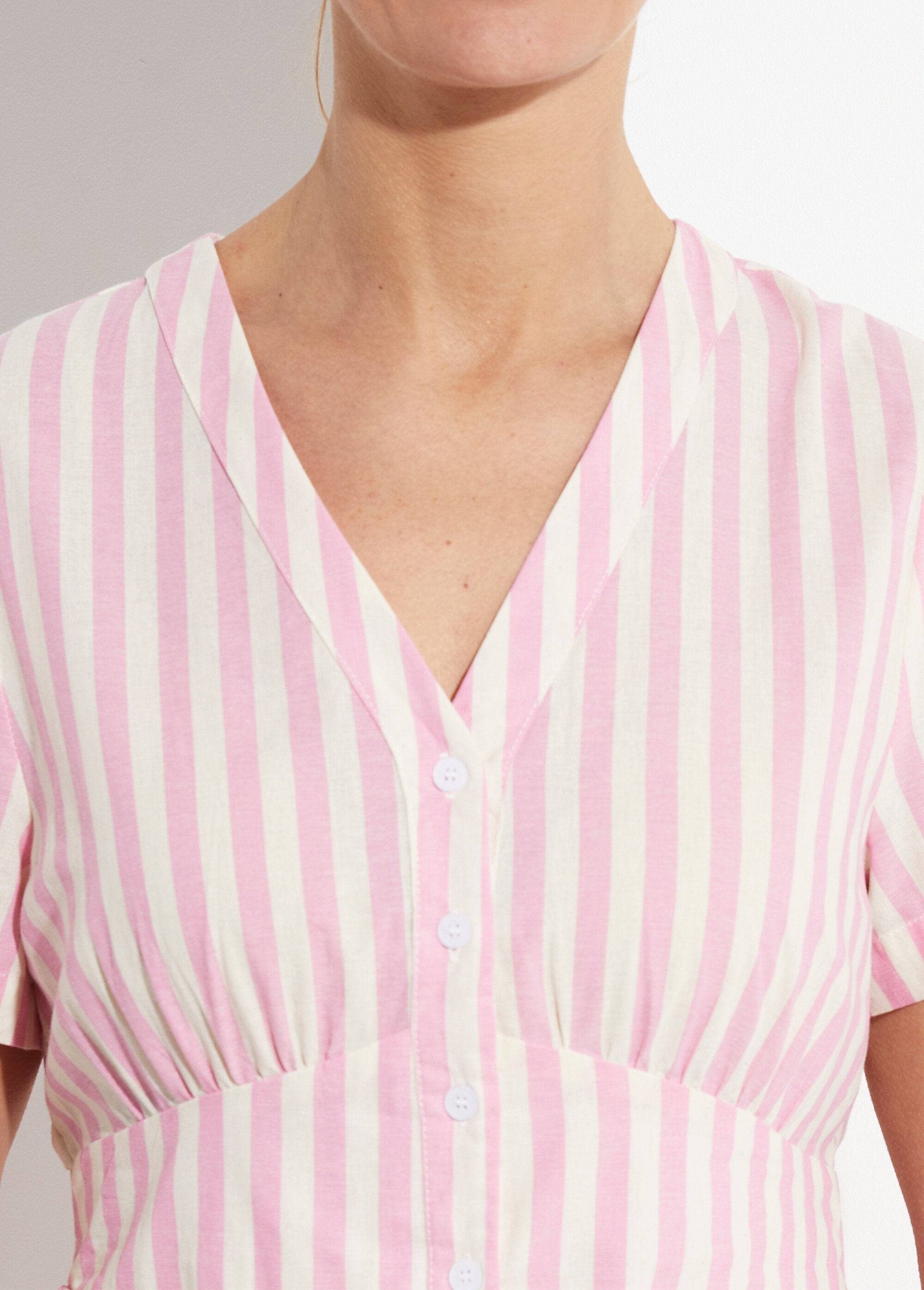 Robe_taille_haute_pur_coton_à_rayures_Rose_raye_DE1_slim