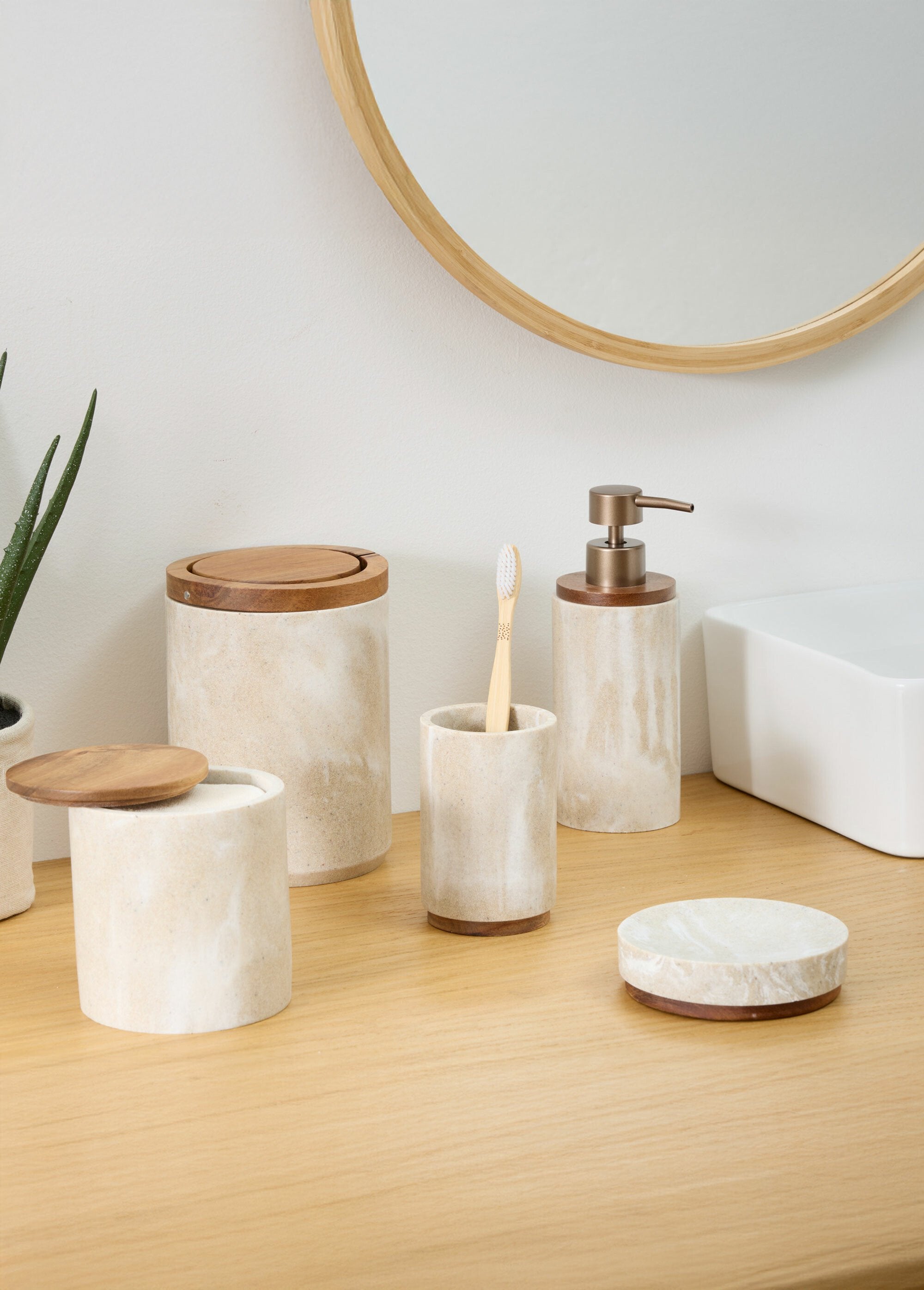 Juego_de_baño_con_dispensador_de_jabón_y_vaso_Beige_SF1_slim