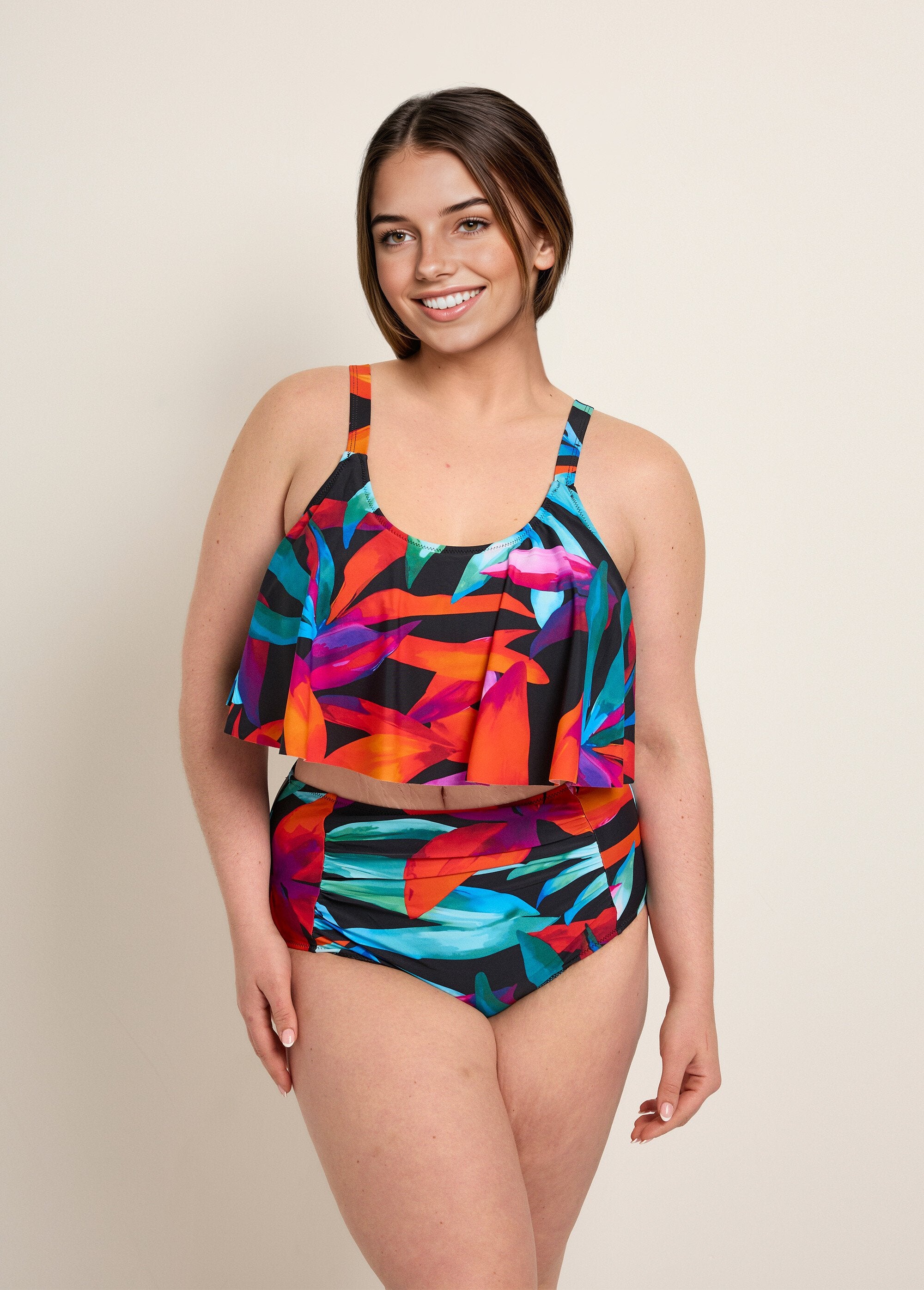 Tankini_de_2_piezas_con_volantes_y_estampado_de_hojas_Negro_multicolor_FA1_curvy