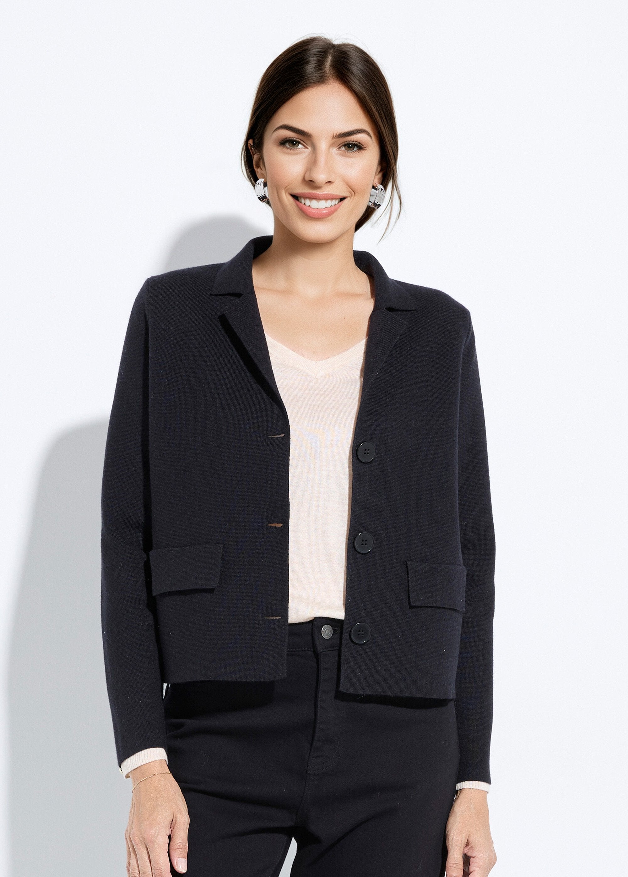 Chaqueta_corta_de_jacquard_lisa_con_cuello_sastre_Negro_FA1_slim