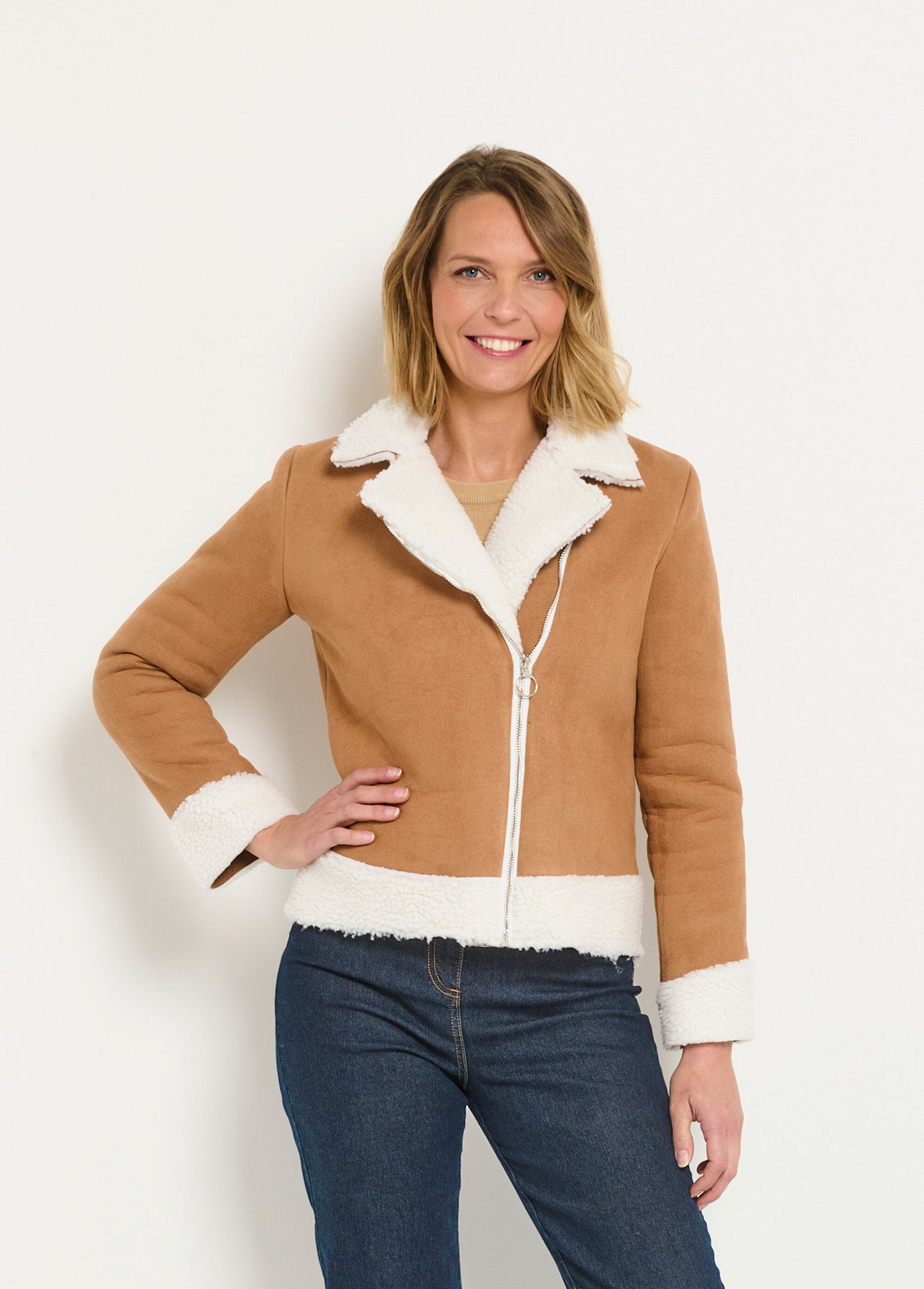 Chaqueta_de_aviador_con_cremallera_estilo_piel_de_oveja_Castaño_FA1_slim