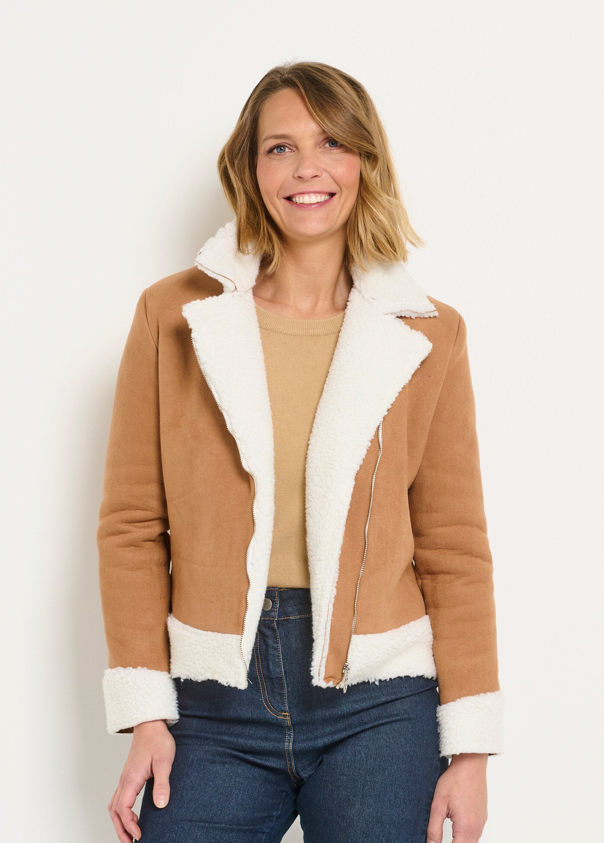Chaqueta_de_aviador_con_cremallera_estilo_piel_de_oveja_Castaño_FA2_slim