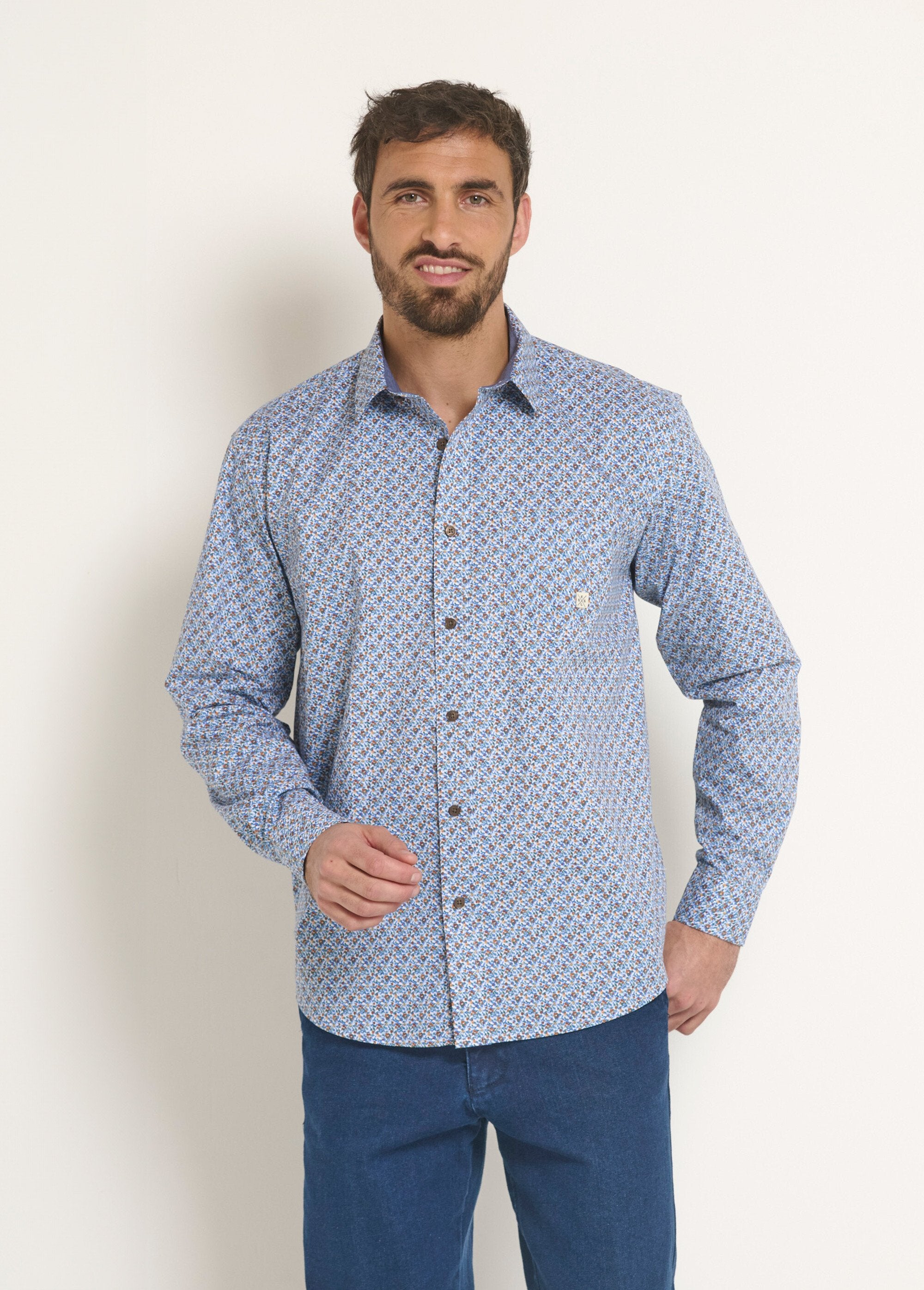 Camisa_de_algodón_microestampado_de_manga_larga_Azul_FA1_slim