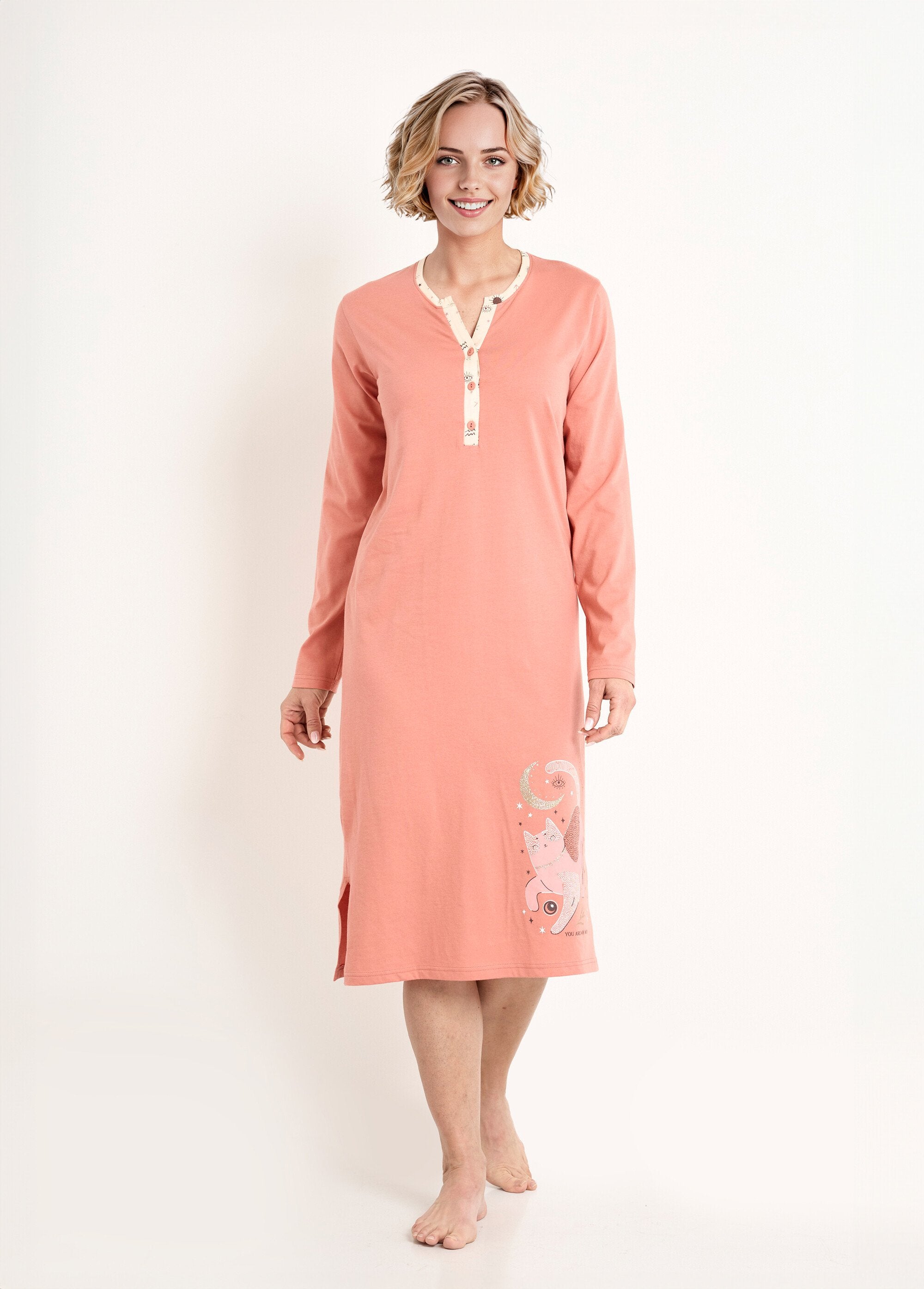 Camisón_de_algodón_con_botones_y_largo_medio_Terracota_FA1_slim