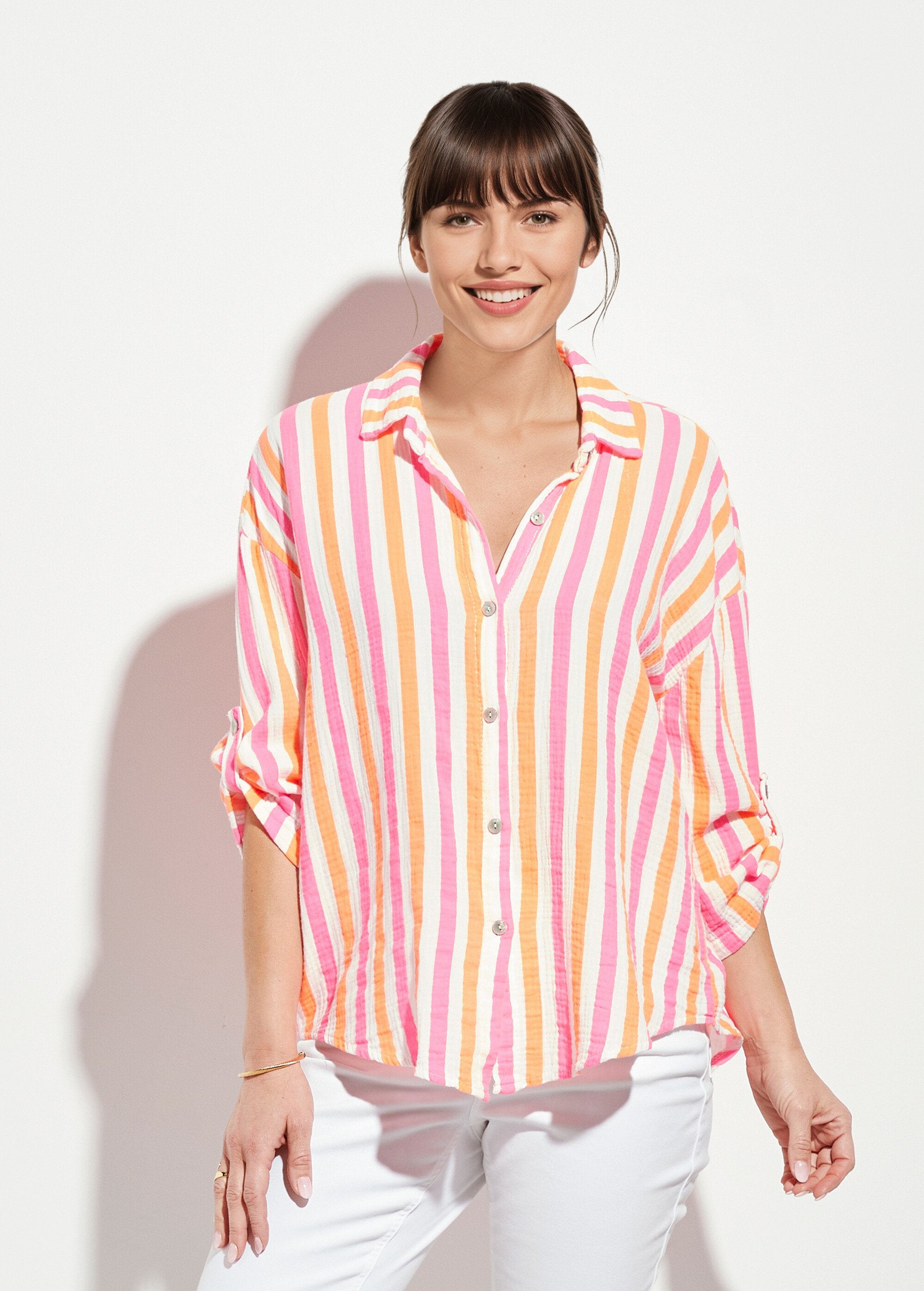 Blusa_de_gasa_de_algodón_con_rayas_fluorescentes_naranja_y_rosa_FA1_slim