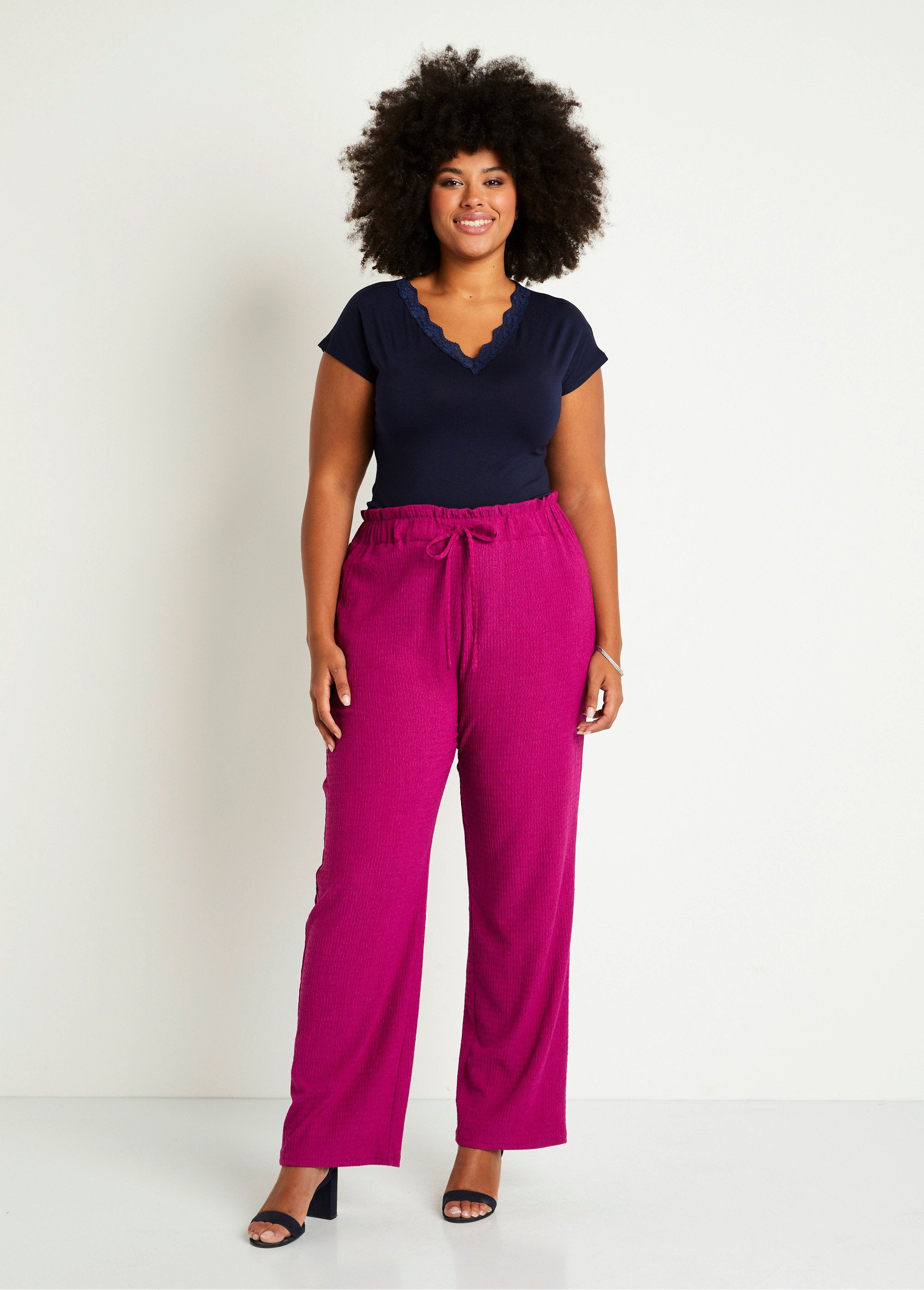 Pantalón_punto_cintura_ancha_elástica_Fucsia_SF1_curvy