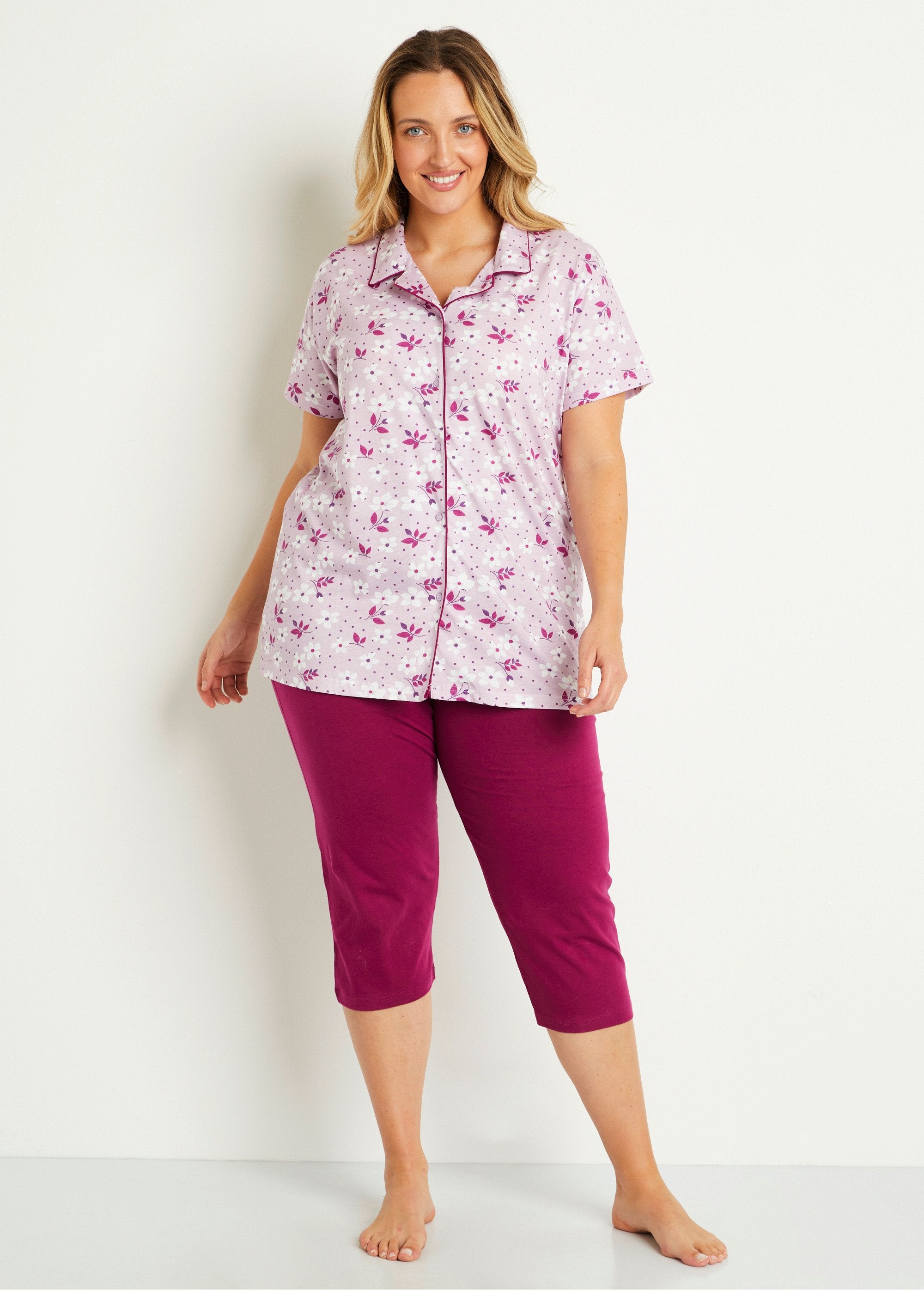 Pijama_corto_de_algodón_con_botones_Parme_FA1_curvy