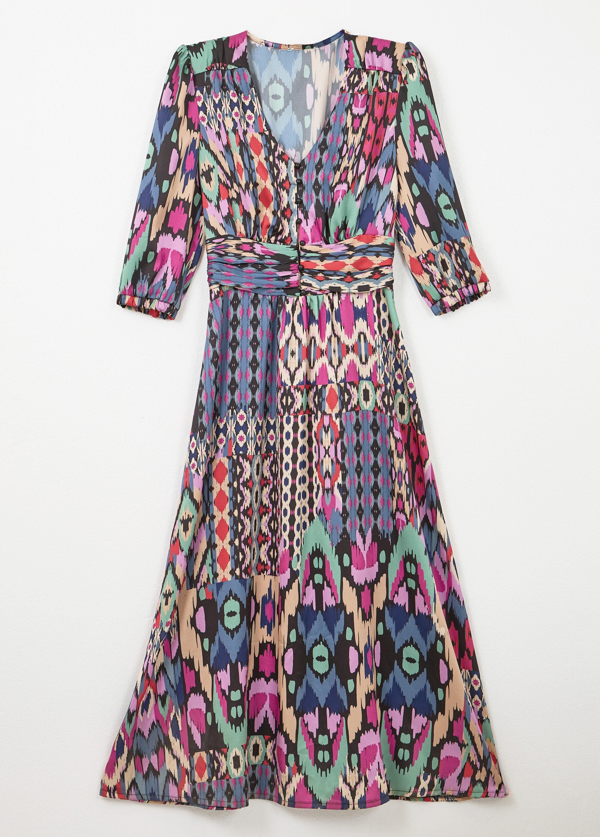 Vestido_largo_de_satén_con_estampado_étnico_y_mangas_3/4_Multicolor_AP1_slim