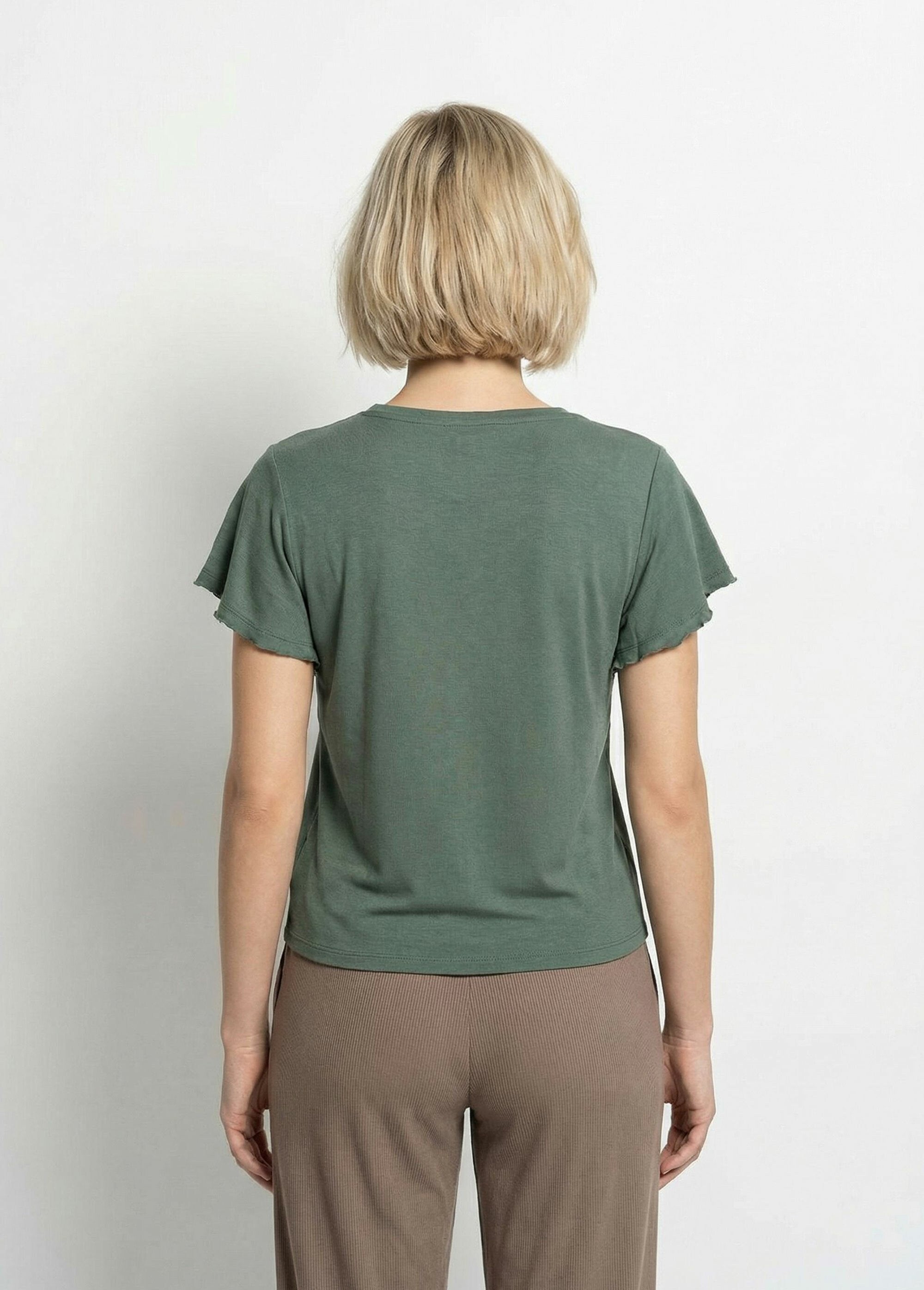 T-shirt_col_V_jersey_cotelé,_Essentiel_Kaki_DO1_slim