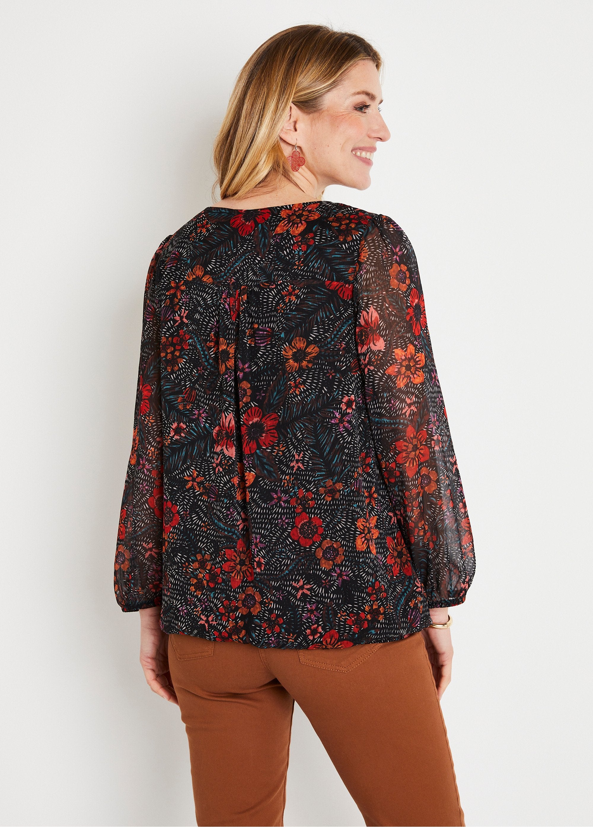 Túnica_larga_blusante_en_voile_floral_Noir_et_rouge_DO1_slim